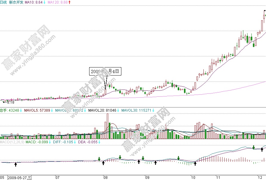 新农开发涨停突破后的高档强势盘整形态示意图