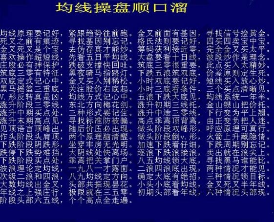 均线操盘顺口溜