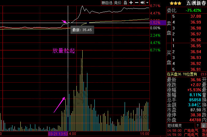 五洲新春603667的分时图